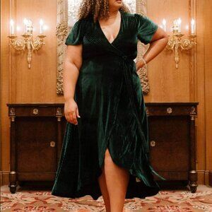 Baltic Born Green Ruffled Wrap Maxi Dress